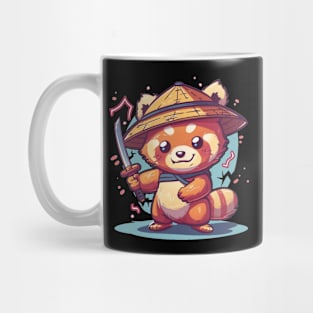 Cute Samurai Red Panda with sword and electric Mug